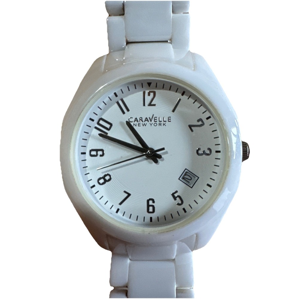 Caravelle New York by Bulova Watch Women 45L144 Chronograph White Ceramic 7.25"